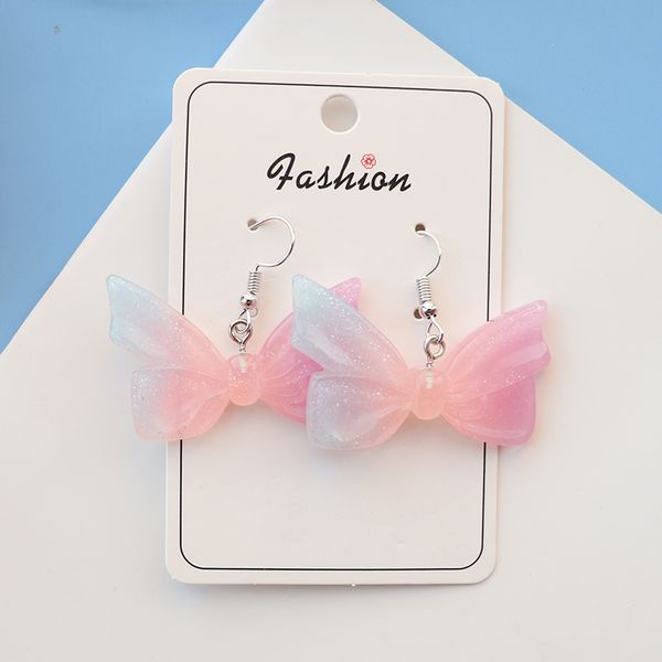

cute butterfly bowknot drop earrings for women girl diy handmade korean creative unique dangle earrings jewelry accessaries, Silver