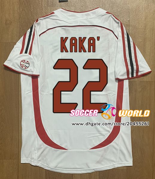 

retro 22# kaka soccer jersey 06 07 season home maldini shevchenko inzaghi pirlo 2007 away white final shirts size s-xxl, Black;yellow