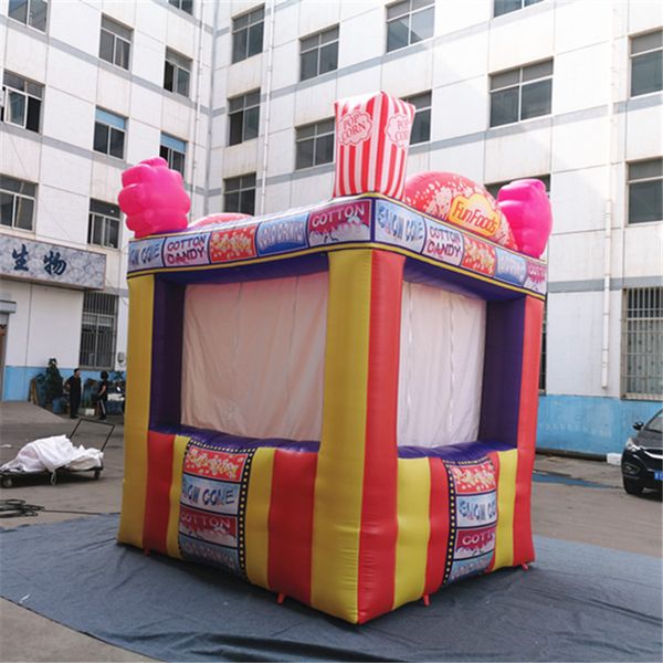 Venda por atacado de 3 m x 3 m cabine inflável de doces para publicidade externa com forma de tira China para decorações de quiosque de vendas