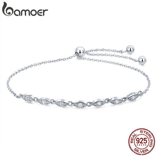 

bamoer trendy 925 sterling silver droplet chain link bracelets for women luminous cz fashion bracelet jewelry making gift scb086, Golden;silver
