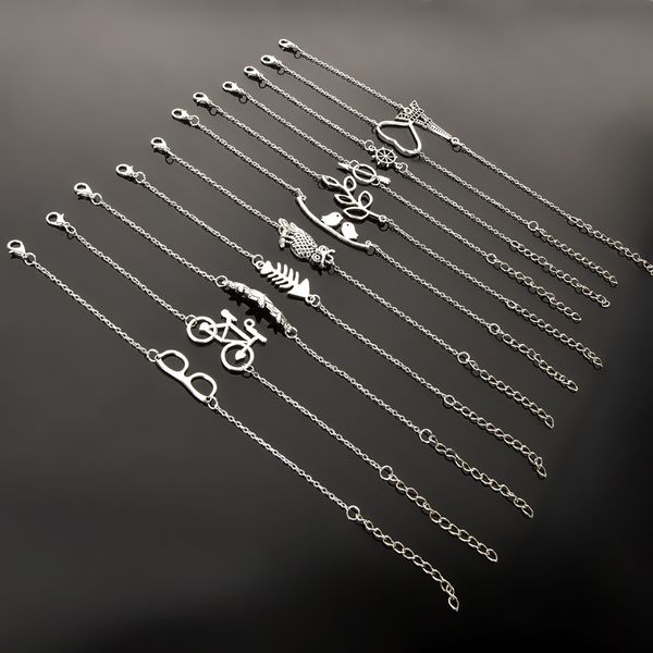 

simple style silver plated charm bracelet jewelry gift wedding banquet wholesale quality, Black