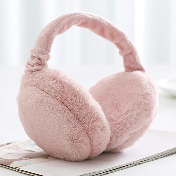 

fashion foldable winter earmuffs women 2019 solid color faux fur hamburger ear warmer plush headgear fur headphones ear muffs, Blue;gray