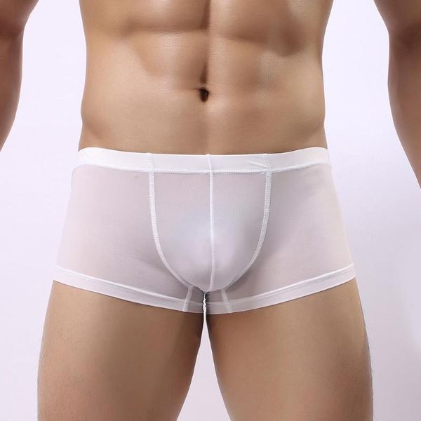 

new ice silk underwear men briefs seamless one-piece breathable thin section tide panties men slip, Black;white