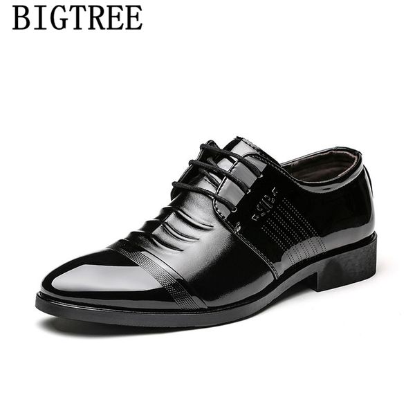 

men dress shoes leather oxford shoes for men business male sapato social masculino couro soulier homme sepatu kulit pria, Black