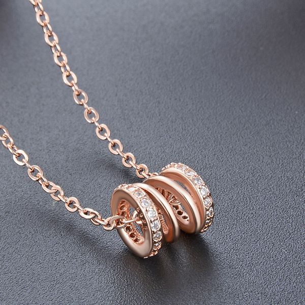 

японский и корейский стиль элегантный темперамент циркон подвеска ключицы цепи s925 sterling silver spiral розовое золото waistline ожерелье