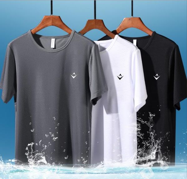 

лето тонкий срез льда шелка с короткими рукавами футболки мужчин теряют быстросохнущие сетки с кондиционером рубашка с коротким рукавом тенд, White;black