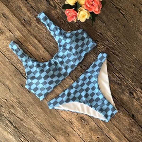 2020 Flat Chest Lattice Swimsuit Women Bikini Sexy Split Body Swim Wear