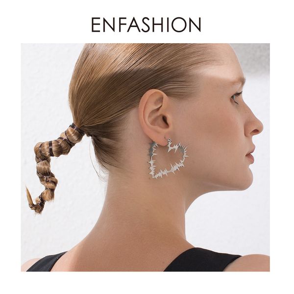 

enfashion heart wave hoop earrings for women accessories gold color heartbeat hoops earings fashion jewelry oorbellen e191126, Golden;silver