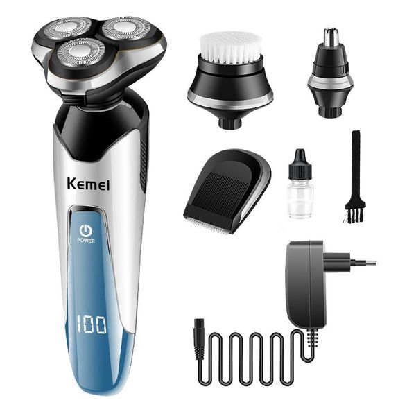 

kemei km-5390 4 in 1 electric shaver washable nose hair trimmer electric razor men shaving machine grooming kit face cleanser