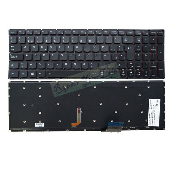 

lapkeyboard sp spanish for lenovo u530 y50 y70 y50-70 y50-80 y70-70 9z.n8rbc.j0s 25215991 pk1314r2a12 backlight black new