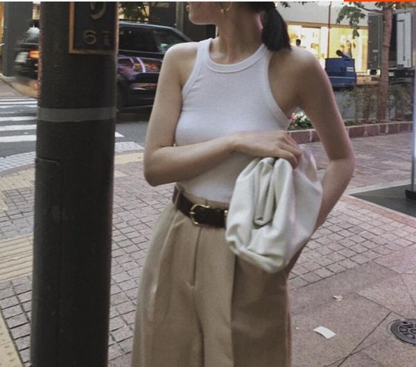 

women tanks & camis selling fashion women's t-shirt slim thread cotton vest, White