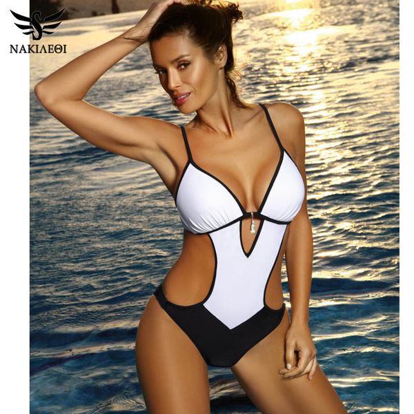 NAKIAEOI Sexy Tanga Badeanzug 2019 Plus Size Bademode Frauen Badeanzug Schwimmen Tragen Monokini Bademode Schwimmen S ~ XXL