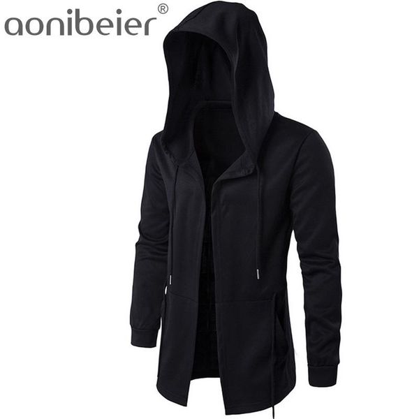 

men hooded loose sweatshirts with black gown hip hop mantle hoodies fashion jacket long sleeves cloak man's coats outwear harajuku