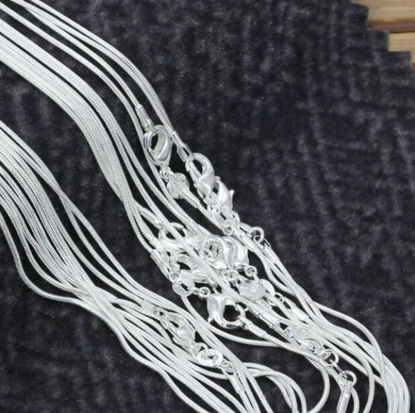 

silver plated necklace, silver fashion jewelry snake chain 1mm necklace 16 18 20 22 24 inches