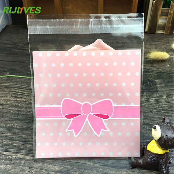 

rljlives 100шт cartoon party bow tie печенье печенье сумки самоклеющиеся свадебные целлофан мешок торт конфеты подарочные пакеты