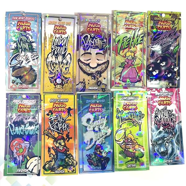 

Hologram Mario Carts Package 20 Flavors Holographic Ziplock Bags Packaging Bag for Exotic Pack Vape AC1003 KINGPEN Atomizer Cartridges DHL