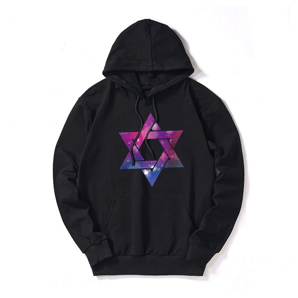 

mens designer hoodies women thin fashion hexagonal star hoodie sweater with long sleeve mens 2019 luxury designer clothes, Black