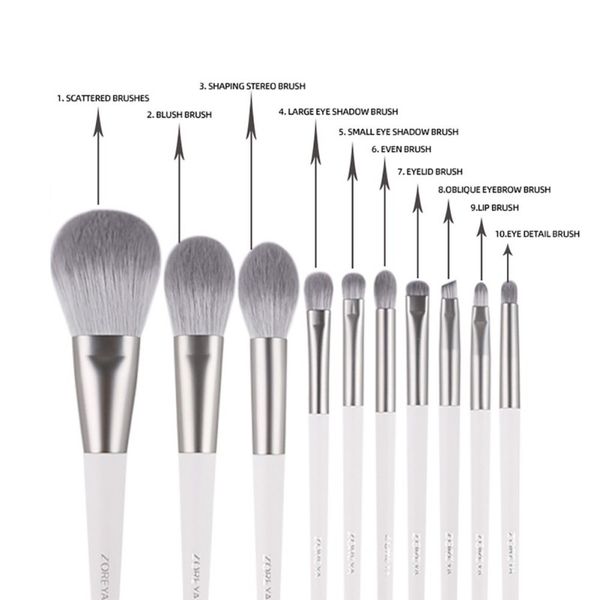 

10pcs grey brush makeup brush set loose powder eyeshadow eyebrow lip cosmetic kit
