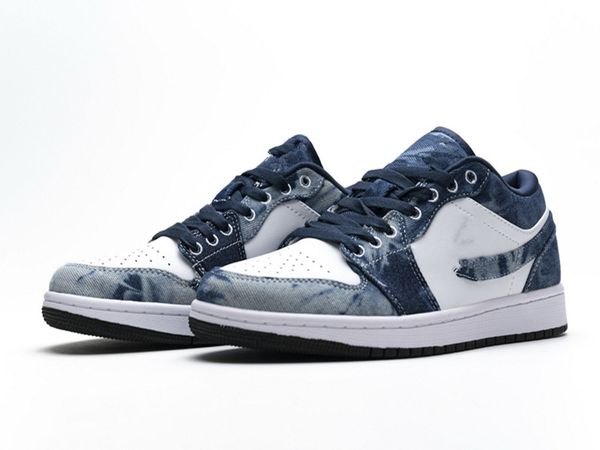 

jumpman 1 low омывается джинсовой multi-color суд фиолетовый мужчины женщины скейтбординг кроссовки с коробкой 2020 новый 1s низкая спортивн, Black