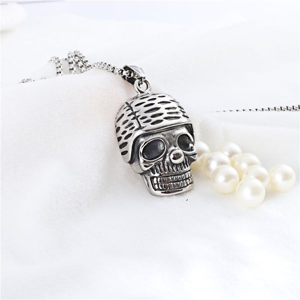 

stainless steel vintage men's skull pendant necklace jewelry, Silver