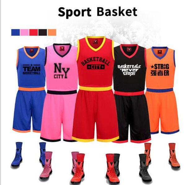 

Cool 10 color ba ketball uniform cu tom kid male ball uit ba ketball training match jer ey cu tomized whole ale printed number