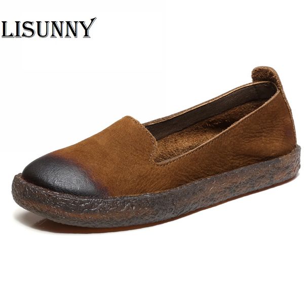

2020 genuine leather flat soled shoes for women in autumn new retro shallow pregnant woman nurse mother shoes, Black