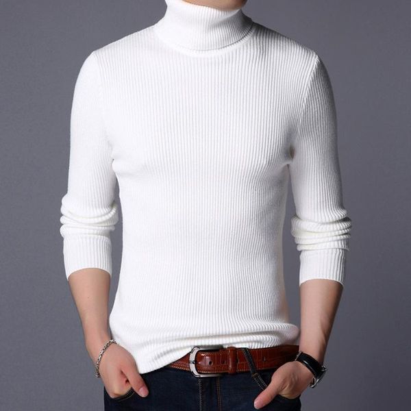 

мужские трикотажные топы свитер пуловер basic водолазка толстая для зимы осени solid color fashion casual bo21421217, White;black