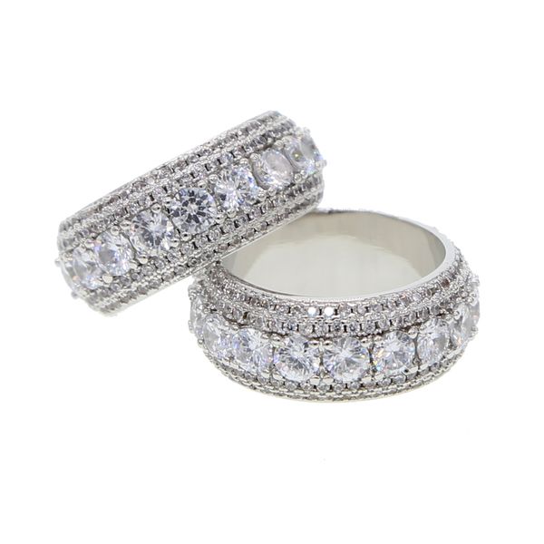 

US HOT selling hip hop jewelry size 7 8 9 10 engagement ring for men women couple Diamond iced out finger rings