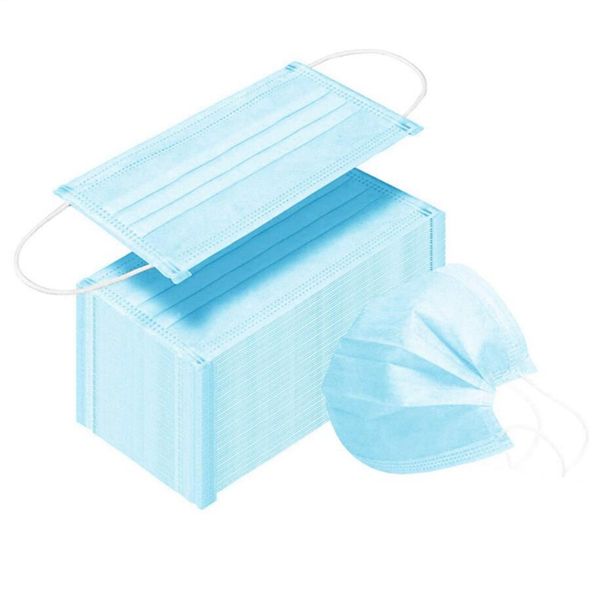 

blue face mouth masks 3 layer disposable face mask non-woven anti-fog dust pollen soft breathable mask 50 pcs/lot