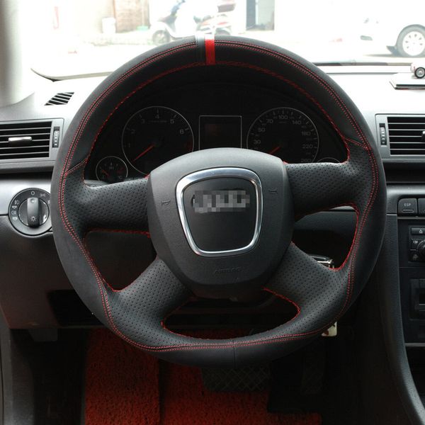 

for audi a4 anti-slip pvc leather diy hand-stitched car steering wheel cover