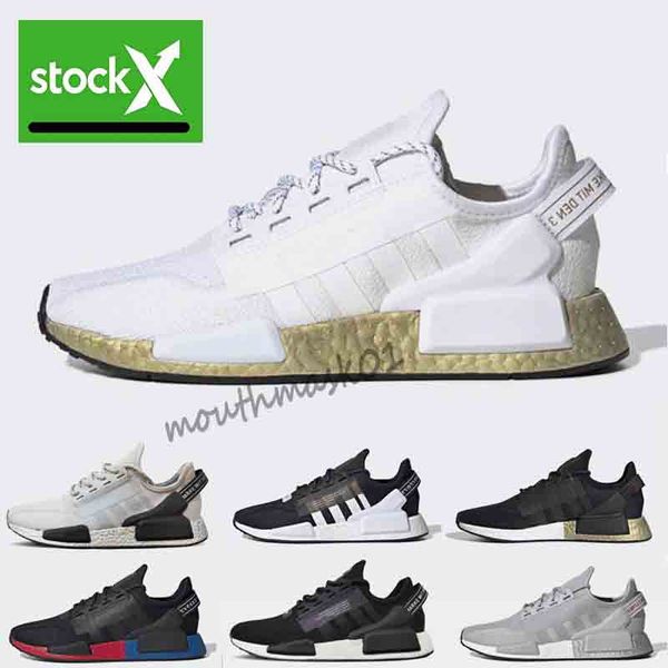 

stock x nmd r1 v2 core black white mens running shoes og bred metallic gold triple black white women men sports sneakers 36-45