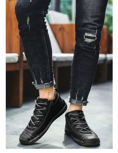 

leather men casual shoes british style comfortable men fashion walking shoes big size brown black man soft flat footwear