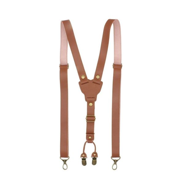 

y back bronze hook british style mens suspenders vintage adjustable full genuine leather suspender pant strap, Black;white