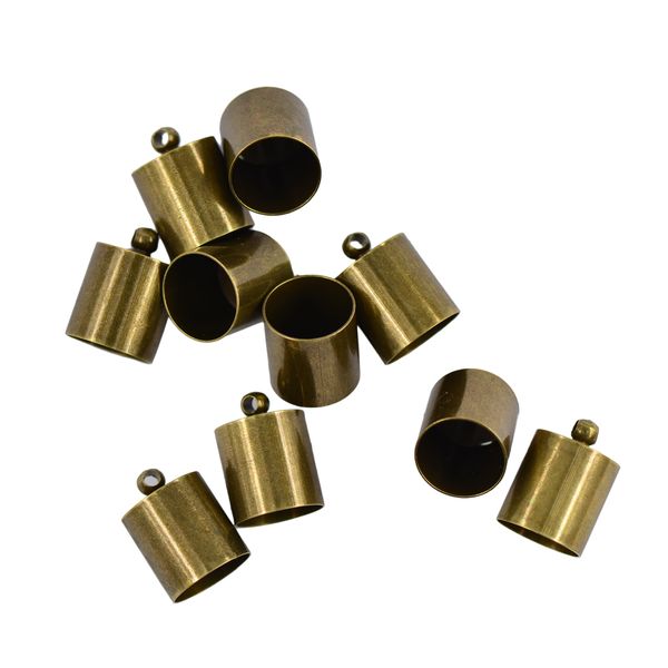 

10pcs 10mm brass end beads end caps jewelry finding for leather cord finding, Blue;slivery