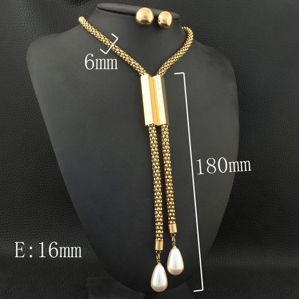 

gold color necklace stud earrings stainless steel jewelry sets for women fashion sfgzakbi, Silver
