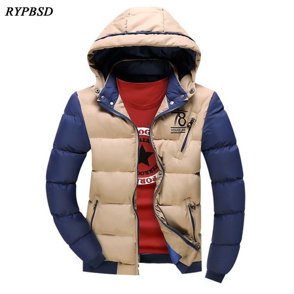 

new 2019 brand winter jacket men warm down jacket casual parka men padded winter casual handsome coat, Black