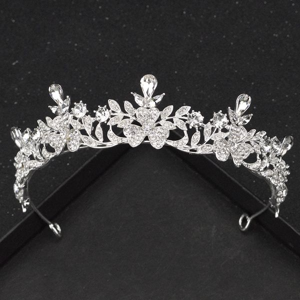 

new silver color crystal bride crown baroque wedding hair accessories fashion handmade ladies rhinestone headdress hair hoop, Golden;white