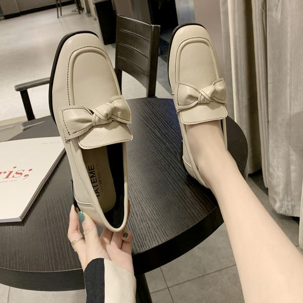 

square toe british style korean shoes casual female sneakers shose women oxfords women's bow-knot all-match preppy 2020, Black