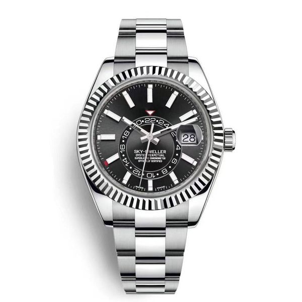 

luxury watch new mens automatic mechanical calendar 42mm watch stainless steel mens luminous business waterproof 30m watch, Slivery;brown