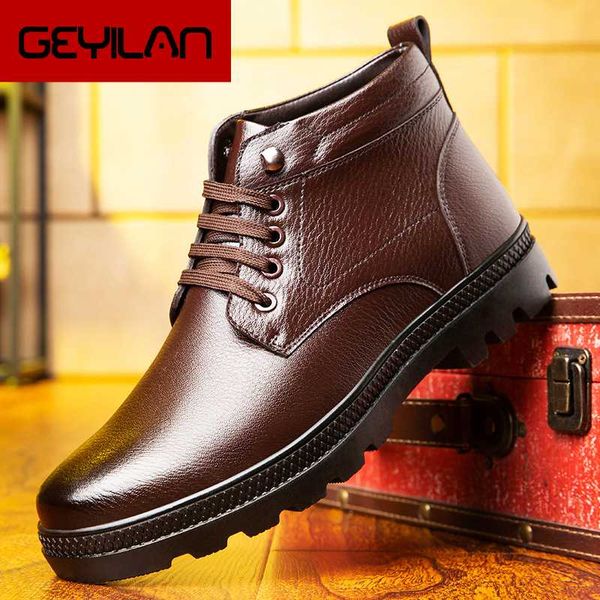 

ankle boots men shoes+male leather boots men winter shoes snow botas invierno hombre buty meskie erkek ayakkabi, Black