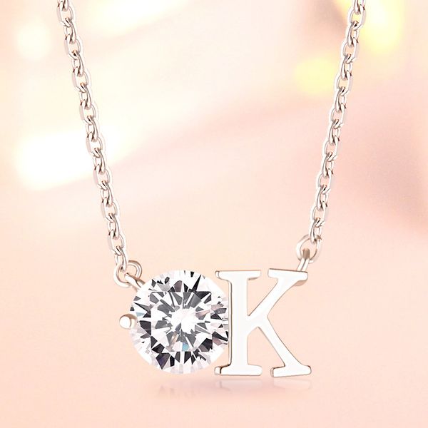 

tonglin jewelry sterling silver crystal lady letter necklace pendant jewelry choker jewelry
