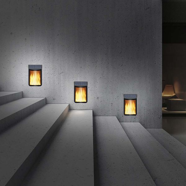 

brelong led solar wall light outdoor waterproof landscape lamp line induction courtyard light flame light