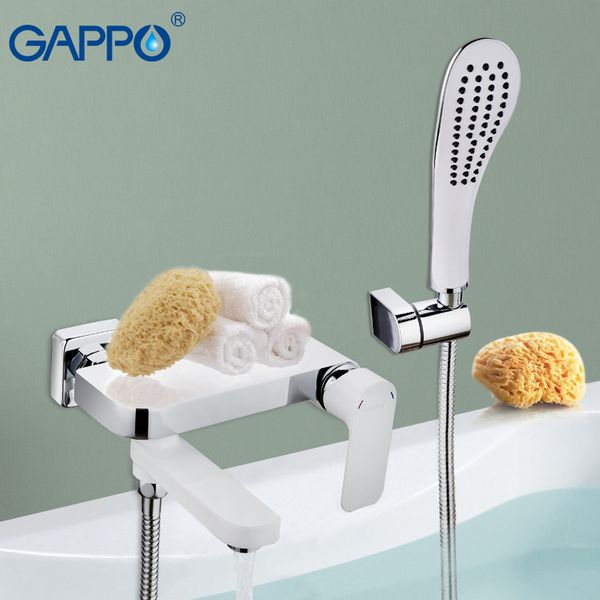 

gappo wall mounted bathtub faucet bathroom shower waterfall bath water mixer sink tap chrome white brass faucets hand shower