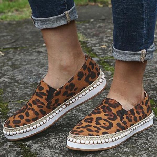 

2020 flats new fashion leopard women casual shoes summer flat shoes women loafers roman sneakers slip on loafers fa23, Black