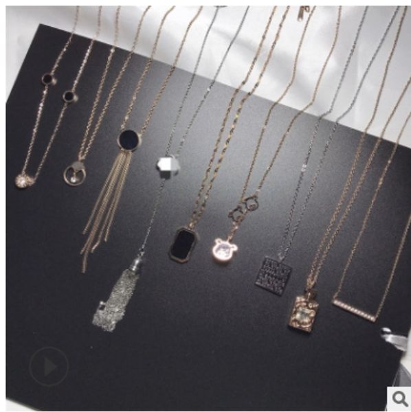

new rose gold titanium steel necklace women do not fade clavicle chain personality korean simple pendant jewelry mixed batch, Silver