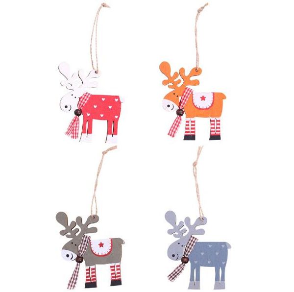 

новая праздничная елка декора древесины окрашенные elk подвеска xmas party decor deer подвески рождественские украшения для дома