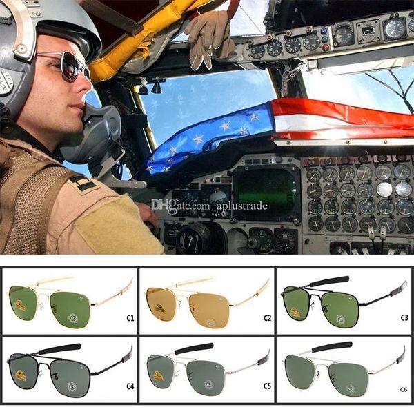 

brand new ao american optical pilot sunglasses original pilot sunglasses ops mens army sunglasses uv400 with glasses case, Black