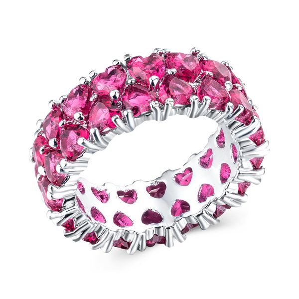 

fashion red white green heart cubic zirconia big rings for women charm silver color wedding rings for bride engagement jewelry, Slivery;golden