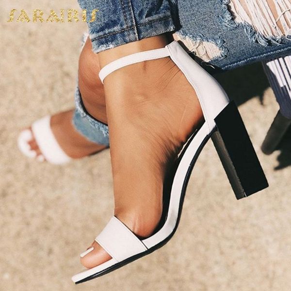 

sarairis recién llegados 2020 tacones altos gruesos sandalias de verano zapatos de mujer hebilla correa concisa zapatos de fiesta sandalias, Black