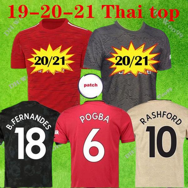 

2020 2021 fc manchester rashford b. fernandes pogba soccer jerseys martial football jersey shirts united utd 20 21 uniforms man + kids kit, Black;yellow